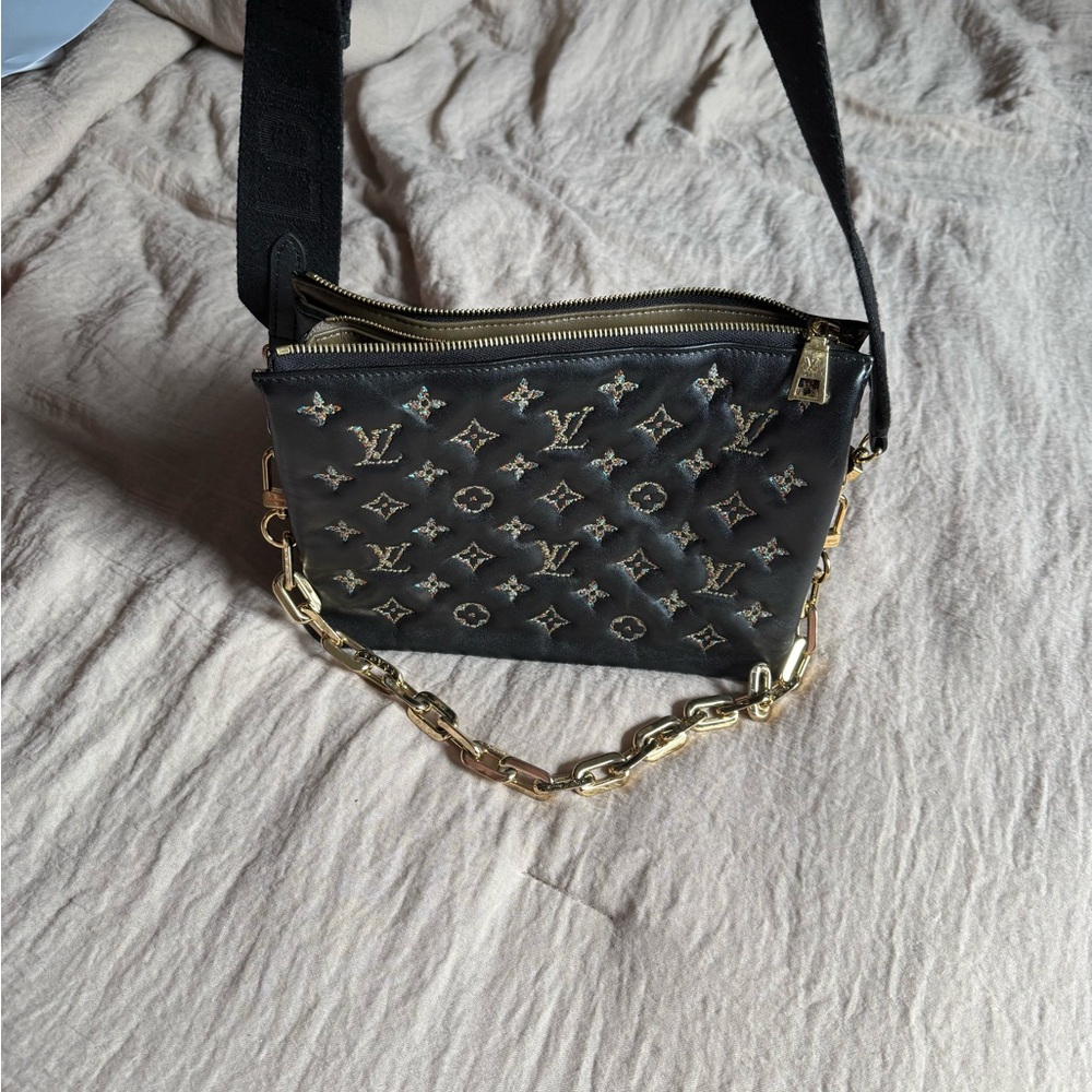 Louis Vuitton Black Crossbody Bag with Gold Chain